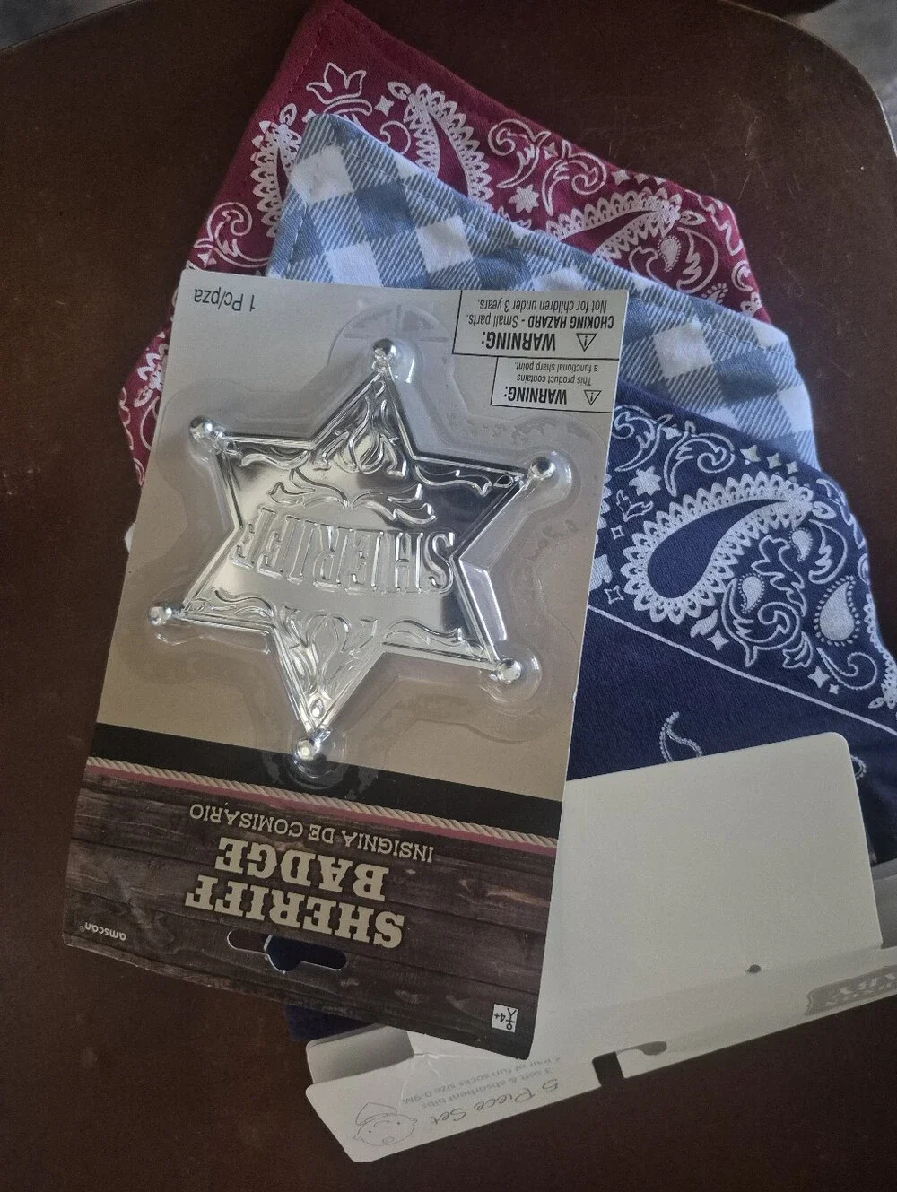 Baby Cowboy Bundle - Red, Blue & Navy Bandana Bibs with Silver Sheriff Badge